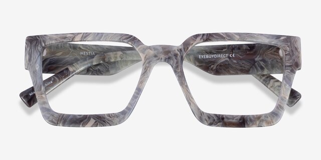 Hestia Gray Floral AcetateEyeglass Frames from EyeBuyDirect, Closed View