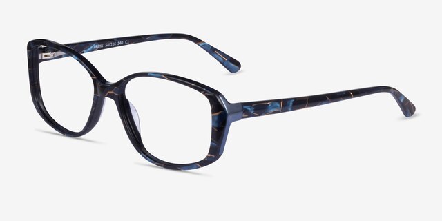 Freya Blue Floral AcetateEyeglass Frames from EyeBuyDirect, Angle View