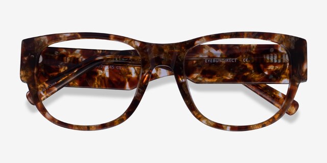 Aine Brown Floral AcetateEyeglass Frames from EyeBuyDirect, Closed View