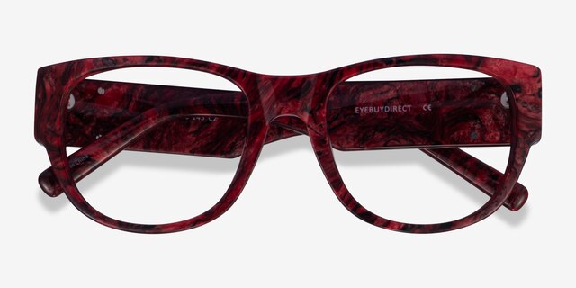 Aine Red Floral AcetateEyeglass Frames from EyeBuyDirect, Closed View