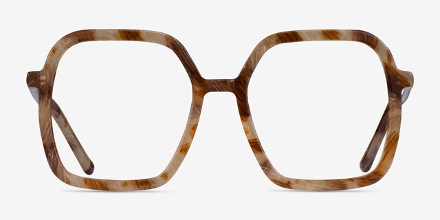Artemis Brown Striped AcetateEyeglass Frames from EyeBuyDirect, Front View