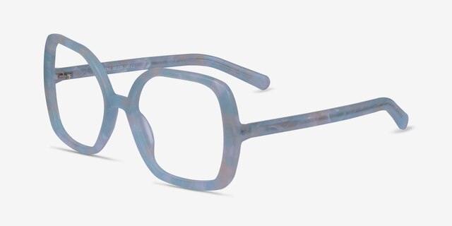 Irene Light Blue AcetateEyeglass Frames from EyeBuyDirect, Angle View