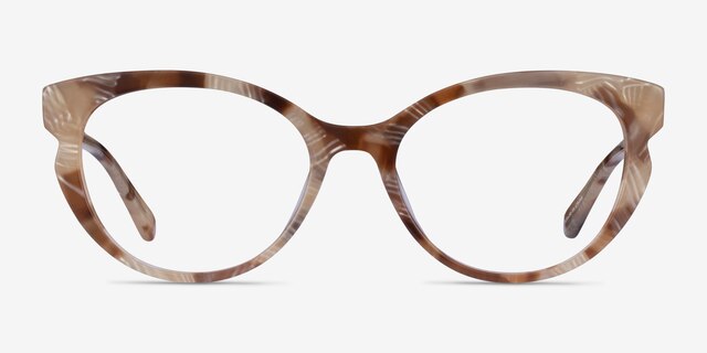 Moa Brown Striped AcetateEyeglass Frames from EyeBuyDirect, Front View