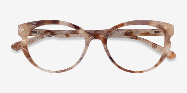 Moa Brown Striped AcetateEyeglass Frames from EyeBuyDirect, Closed View