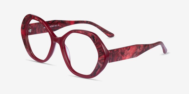 Brigid Red AcetateEyeglass Frames from EyeBuyDirect, Angle View