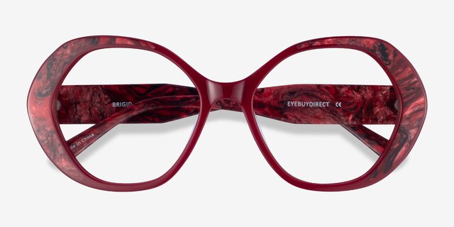 Brigid Red AcetateEyeglass Frames from EyeBuyDirect, Closed View