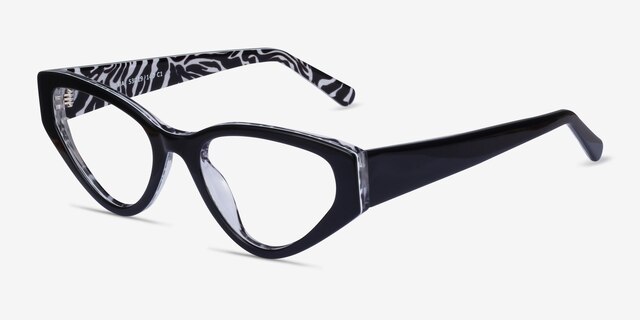 Tia Black AcetateEyeglass Frames from EyeBuyDirect, Angle View