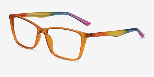Sunbeam Orange Rainbow PlasticEyeglass Frames from EyeBuyDirect, Angle View