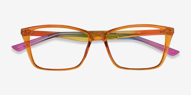 Sunbeam Orange Rainbow PlasticEyeglass Frames from EyeBuyDirect, Closed View
