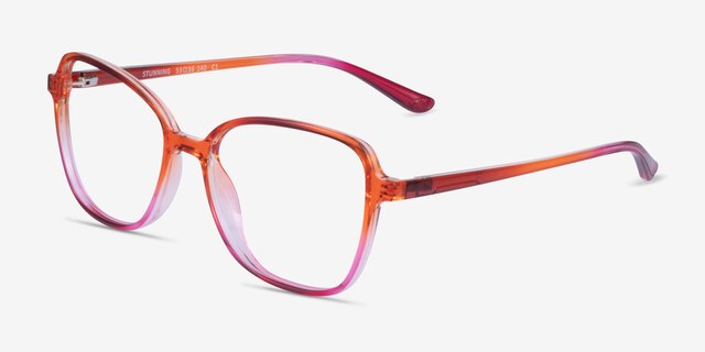 Stunning Pink Orange PlasticEyeglass Frames from EyeBuyDirect, Angle View