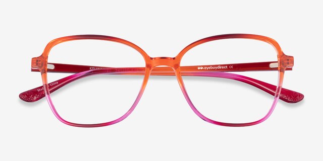 Stunning Pink Orange PlasticEyeglass Frames from EyeBuyDirect, Closed View