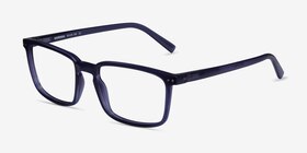 Moringa Crystal Dark Blue Plastique Montures de lunettes de vue d'EyeBuyDirect, Vue d'Angle
