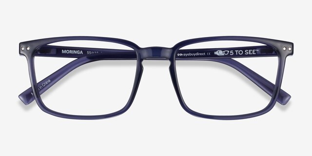 Moringa Crystal Dark Blue Eco-friendlyEyeglass Frames from EyeBuyDirect, Closed View