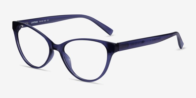 Lantana Crystal Dark Blue PlasticEyeglass Frames from EyeBuyDirect, Angle View
