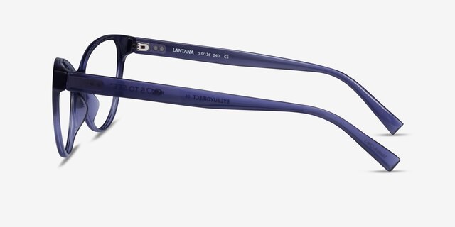 Lantana Crystal Dark Blue PlasticEyeglass Frames from EyeBuyDirect, Side View