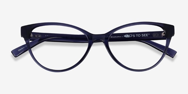 Lantana Crystal Dark Blue PlasticEyeglass Frames from EyeBuyDirect, Closed View