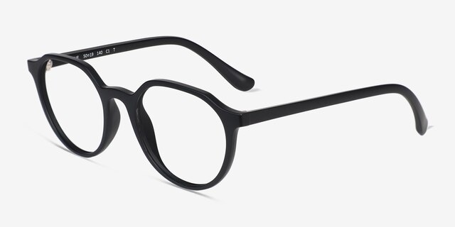 Prue Matte Black PlasticEyeglass Frames from EyeBuyDirect, Angle View
