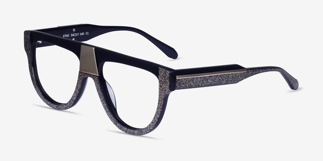 Etho Black AcetateEyeglass Frames from EyeBuyDirect, Angle View