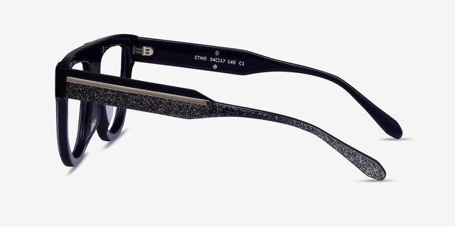 Etho Black AcetateEyeglass Frames from EyeBuyDirect, Side View