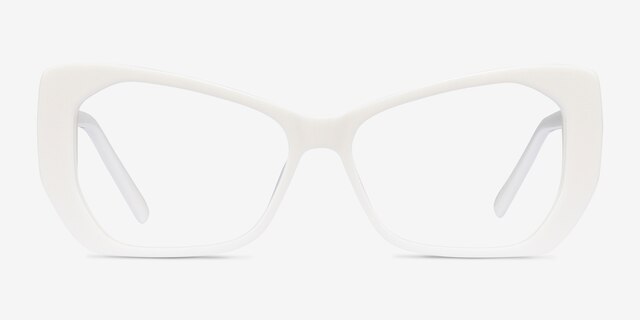 Deduce White AcetateEyeglass Frames from EyeBuyDirect, Front View