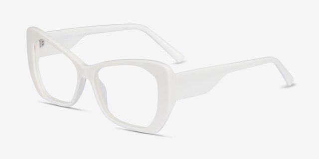 Deduce White AcetateEyeglass Frames from EyeBuyDirect, Angle View