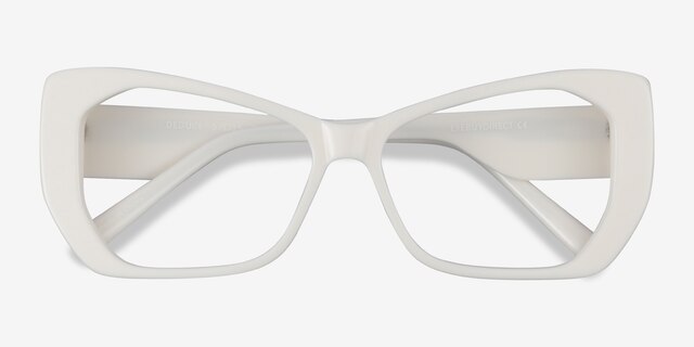 Deduce White AcetateEyeglass Frames from EyeBuyDirect, Closed View