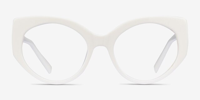 Salon White AcetateEyeglass Frames from EyeBuyDirect, Front View