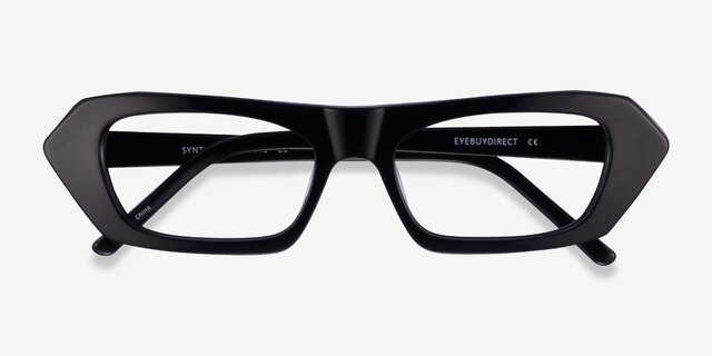 Synth Black AcetateEyeglass Frames from EyeBuyDirect, Closed View