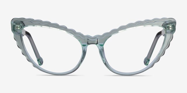 Pen Clear Green AcetateEyeglass Frames from EyeBuyDirect, Front View