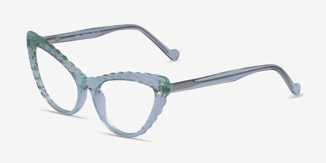 Pen Clear Green AcetateEyeglass Frames from EyeBuyDirect, Angle View