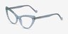 Pen Clear Green AcetateEyeglass Frames from EyeBuyDirect, Angle View