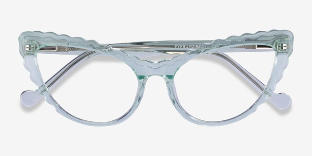 Pen Clear Green AcetateEyeglass Frames from EyeBuyDirect, Closed View