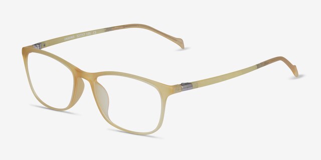 Unwind Clear Yellow PlasticEyeglass Frames from EyeBuyDirect, Angle View
