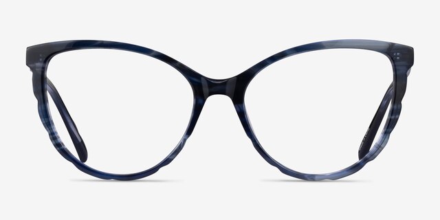 Flutter Blue Floral AcetateEyeglass Frames from EyeBuyDirect, Front View