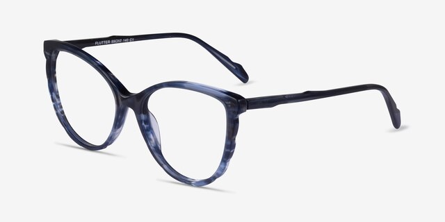 Flutter Blue Floral AcetateEyeglass Frames from EyeBuyDirect, Angle View