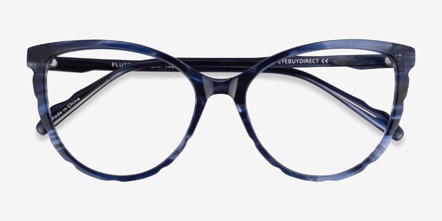 Flutter Blue Floral AcetateEyeglass Frames from EyeBuyDirect, Closed View