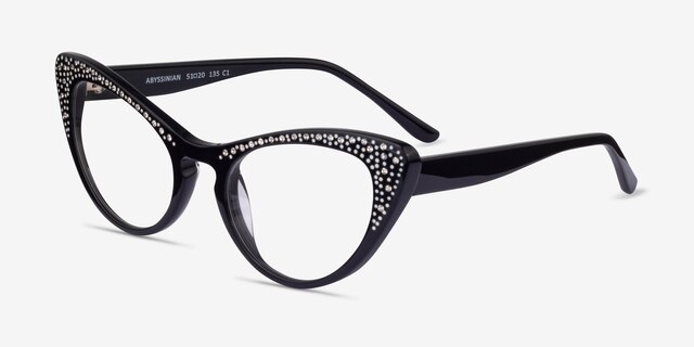 Abyssinian Black AcetateEyeglass Frames from EyeBuyDirect, Angle View