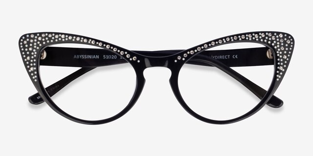 Abyssinian Black AcetateEyeglass Frames from EyeBuyDirect, Closed View
