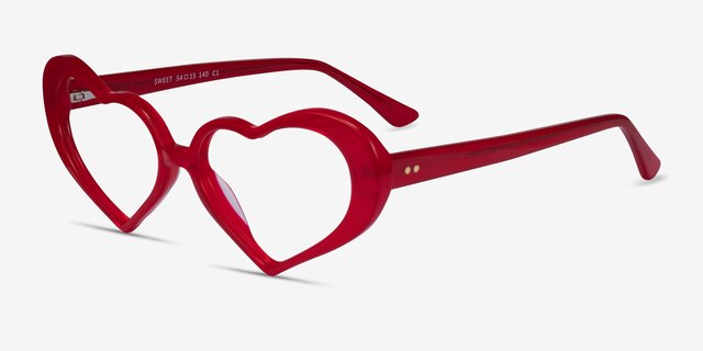 Sweet Milky Red AcetateEyeglass Frames from EyeBuyDirect, Angle View