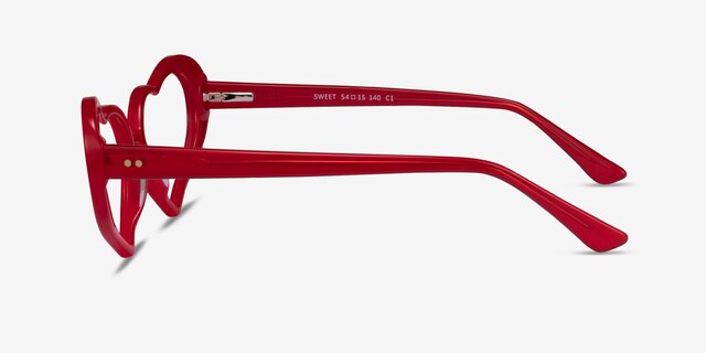 Sweet Milky Red AcetateEyeglass Frames from EyeBuyDirect, Side View