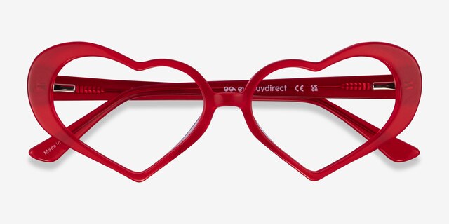 Sweet Milky Red AcetateEyeglass Frames from EyeBuyDirect, Closed View