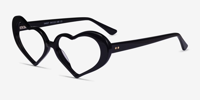 Sweet Black AcetateEyeglass Frames from EyeBuyDirect, Angle View