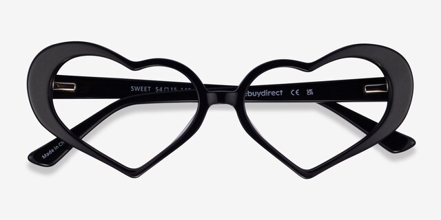 Sweet Black AcetateEyeglass Frames from EyeBuyDirect, Closed View