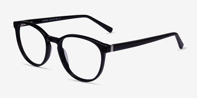Lennon Black AcetateEyeglass Frames from EyeBuyDirect, Angle View