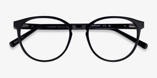 Lennon Black AcetateEyeglass Frames from EyeBuyDirect, Closed View