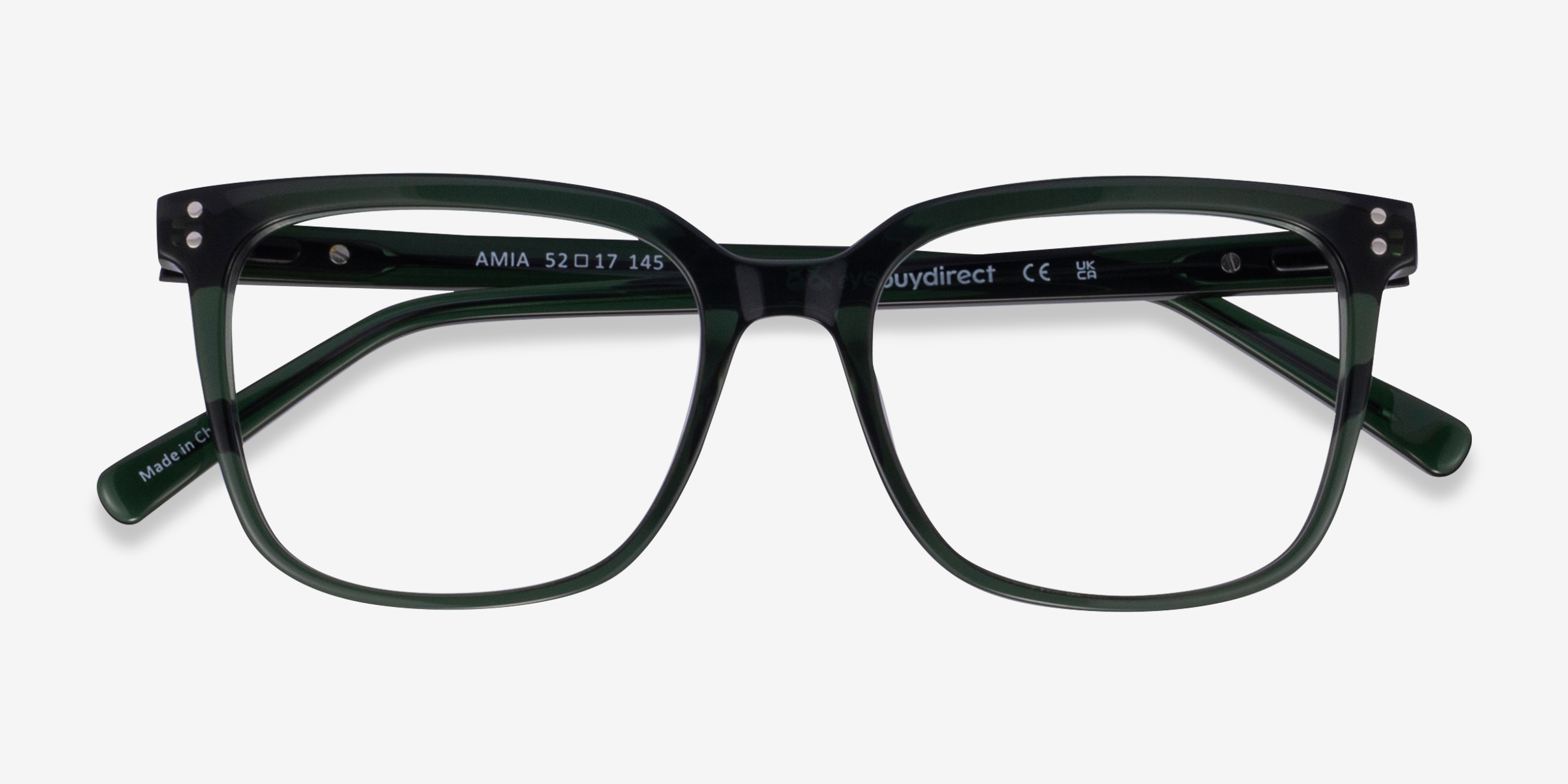 Amia Square Crystal Green Full Rim Eyeglasses Eyebuydirect