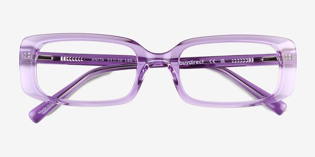 Anita Crystal Purple AcetateEyeglass Frames from EyeBuyDirect, Closed View