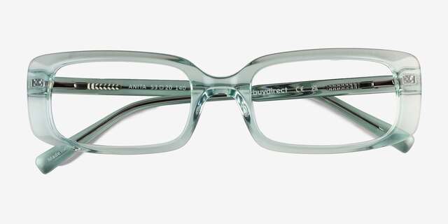 Anita Crystal Light Green AcetateEyeglass Frames from EyeBuyDirect, Closed View