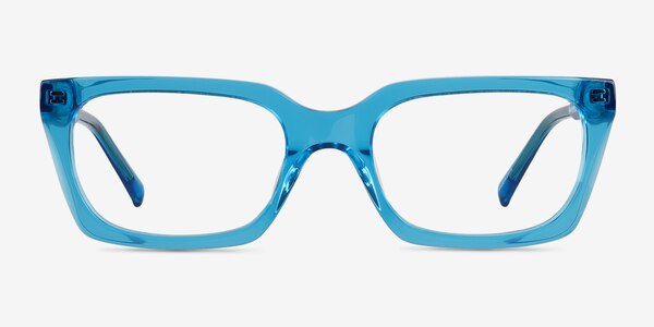 Petula Rectangle Crystal Fluo Blue Full Rim Eyeglasses | Eyebuydirect ...