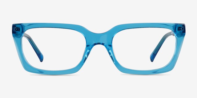 Petula Crystal Fluo Blue AcetateEyeglass Frames from EyeBuyDirect, Front View